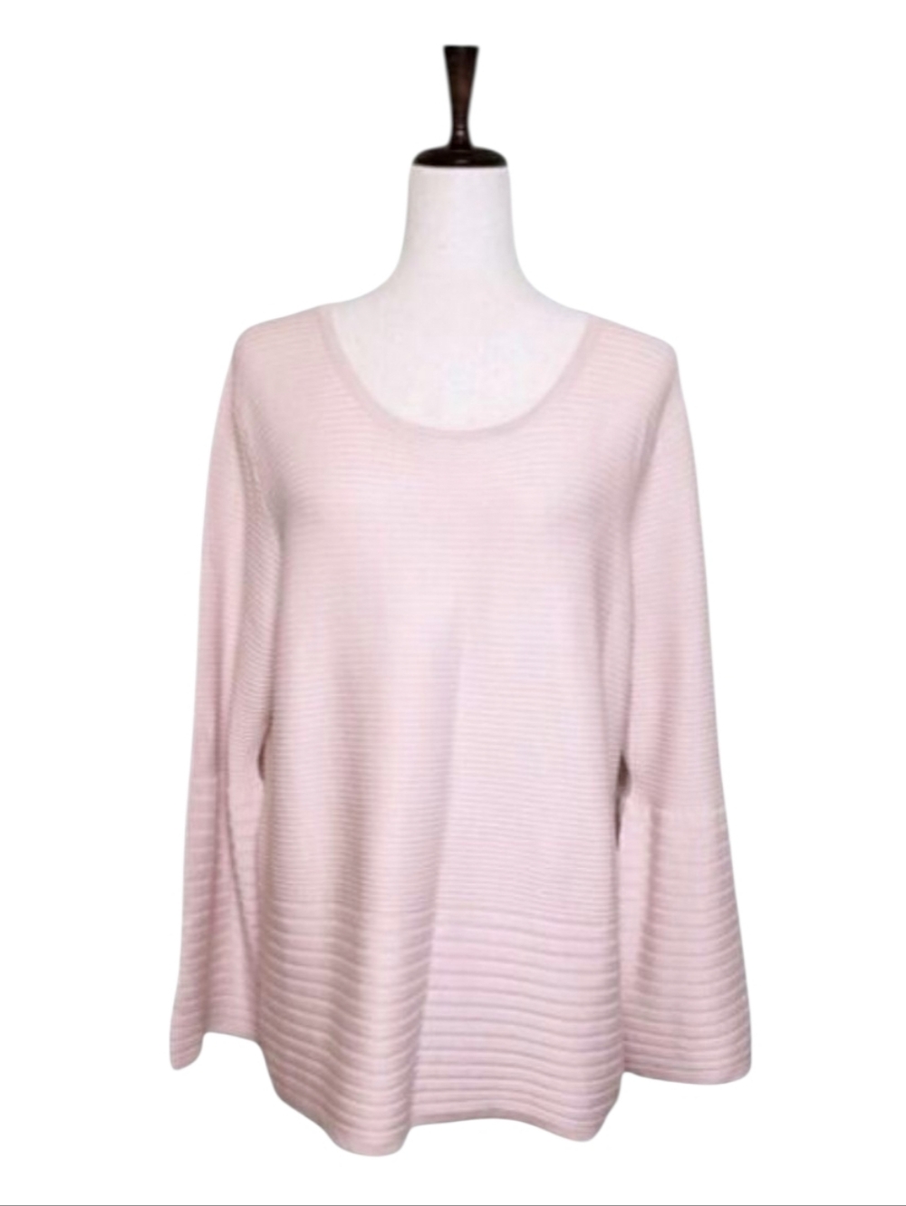 Calvin Klein Blush Bell Sleeved Ribbed Sweater Size XL - Picture 2 of 8
